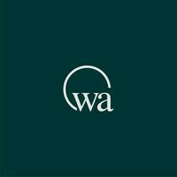 WA initial monogram logo with circle style design vector