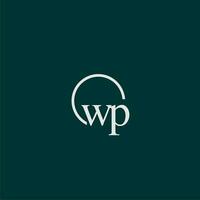 WP initial monogram logo with circle style design vector