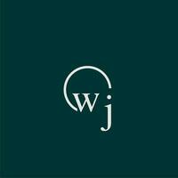 WJ initial monogram logo with circle style design vector