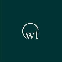 WT initial monogram logo with circle style design vector