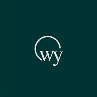 WY initial monogram logo with circle style design vector