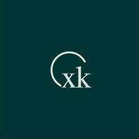 xk inicial monograma logo con circulo estilo diseño vector