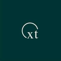 XT initial monogram logo with circle style design vector