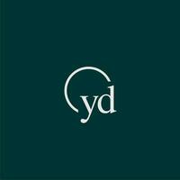 YD initial monogram logo with circle style design vector