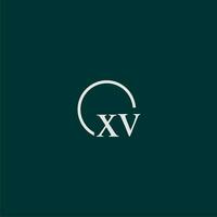 XV initial monogram logo with circle style design vector