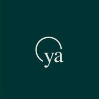 YA initial monogram logo with circle style design vector