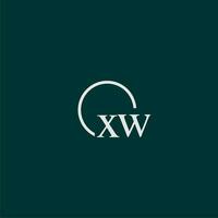 XW initial monogram logo with circle style design vector