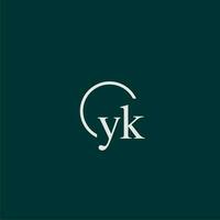 yk inicial monograma logo con circulo estilo diseño vector