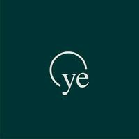 YE initial monogram logo with circle style design vector