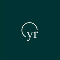 YR initial monogram logo with circle style design vector