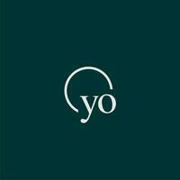 YO initial monogram logo with circle style design vector