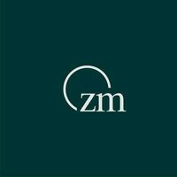 zm inicial monograma logo con circulo estilo diseño vector