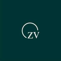 ZV initial monogram logo with circle style design vector