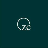 ZC initial monogram logo with circle style design vector