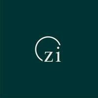 ZI initial monogram logo with circle style design vector