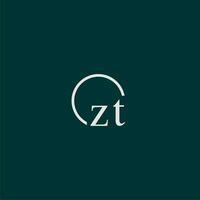 ZT initial monogram logo with circle style design vector