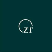 ZR initial monogram logo with circle style design vector