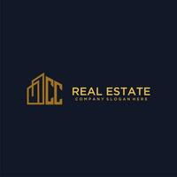 CC initial monogram logo for real estate with building style vector