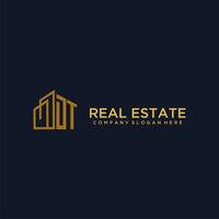 DT initial monogram logo for real estate with building style vector
