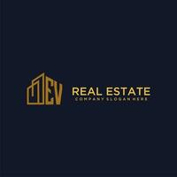 EV initial monogram logo for real estate with building style vector