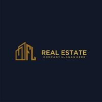FL initial monogram logo for real estate with building style vector