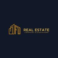 FD initial monogram logo for real estate with building style vector