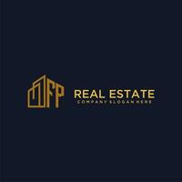 FP initial monogram logo for real estate with building style vector