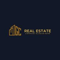GC initial monogram logo for real estate with building style vector