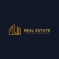 JD initial monogram logo for real estate with building style vector