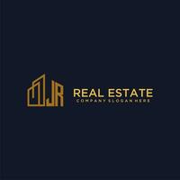 JR initial monogram logo for real estate with building style vector