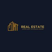MT initial monogram logo for real estate with building style vector
