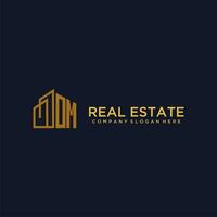 OM initial monogram logo for real estate with building style vector