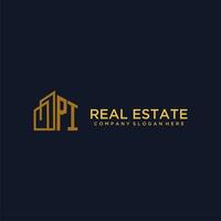 PI initial monogram logo for real estate with building style vector