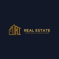 RI initial monogram logo for real estate with building style vector