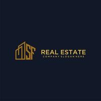 SF initial monogram logo for real estate with building style vector