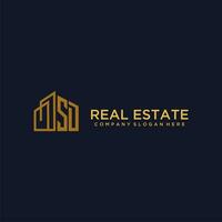 SD initial monogram logo for real estate with building style vector