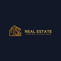 SG initial monogram logo for real estate with building style vector
