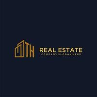 TH initial monogram logo for real estate with building style vector