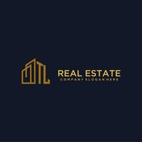 TL initial monogram logo for real estate with building style vector