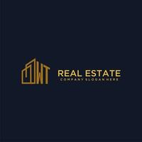 WT initial monogram logo for real estate with building style vector