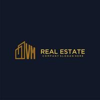 VM initial monogram logo for real estate with building style vector
