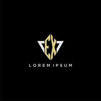 EX initial monogram logo for shape triangle creative design vector