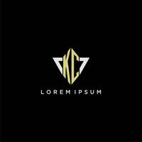 KC initial monogram logo for shape triangle creative design vector