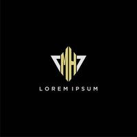 MH initial monogram logo for shape triangle creative design vector
