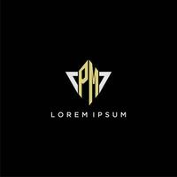 PM initial monogram logo for shape triangle creative design vector