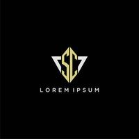SC initial monogram logo for shape triangle creative design vector