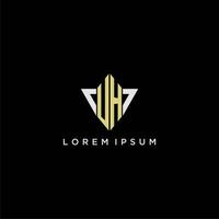 UH initial monogram logo for shape triangle creative design vector