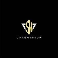 SW initial monogram logo for shape triangle creative design vector