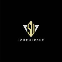 SU initial monogram logo for shape triangle creative design vector