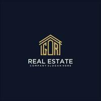 GR initial monogram logo for real estate design vector